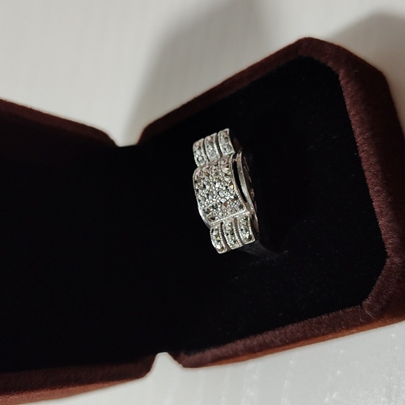 Art Deco German 935 Silver Marcasite Cocktail Ring Size 7 - Picture 3 of 17